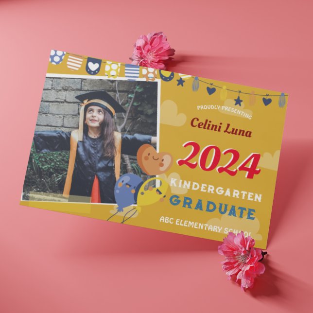 Invitación a graduación de jardines de infancia co (Kids Graduation Kindergarten Preschool With Photo)