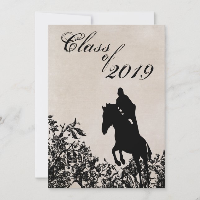 Invitación a graduación de Jumping de Caballo de E (Anverso)
