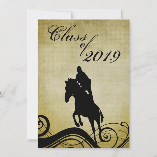 Invitación a graduación de Jumping de Caballo de E (Anverso)