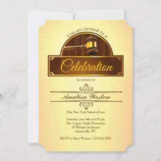 Invitación a graduación de Justice Gavel