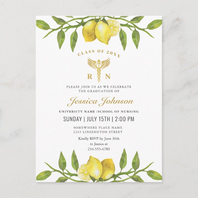 Invitación a graduación de la escuela de Enfermerí (Anverso)