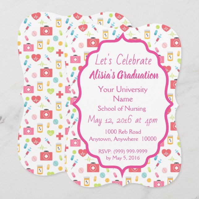 Invitación a graduación de la escuela de enfermerí (Anverso / Reverso)