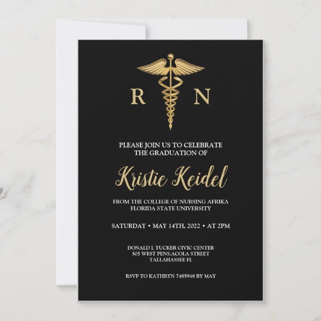 Invitación a graduación de la escuela de enfermerí (Anverso)