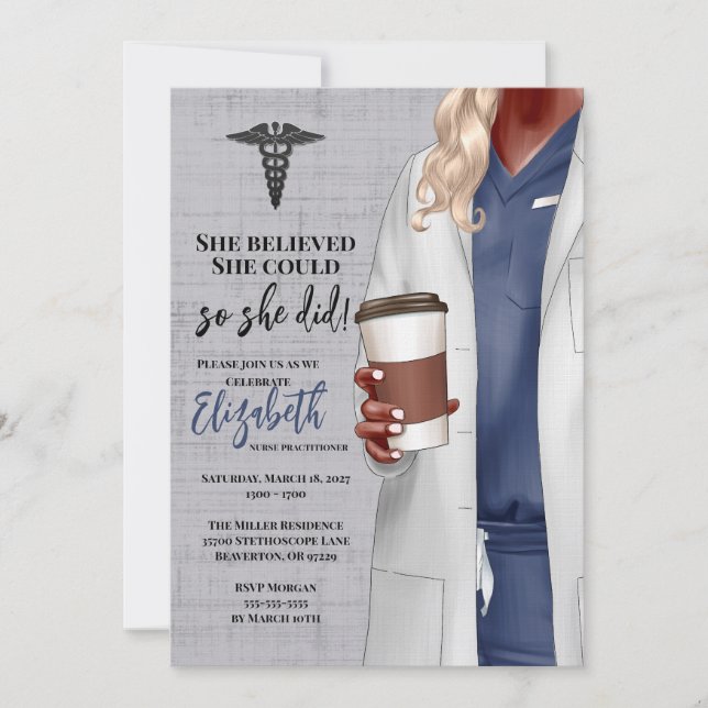Invitación a graduación de la Escuela de Medicina  (Anverso)