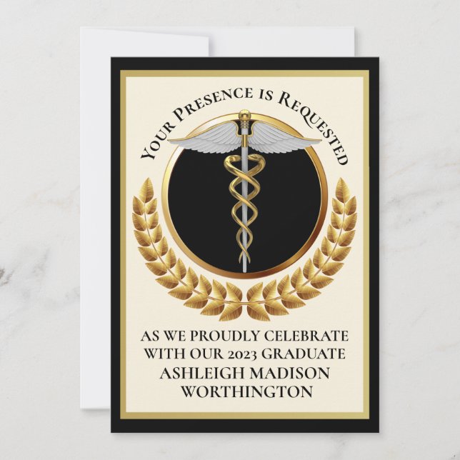 Invitación a graduación de la Escuela de Medicina (Anverso)