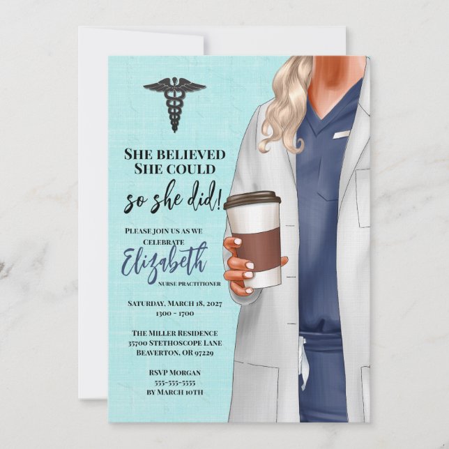 Invitación a graduación de la Escuela de Medicina  (Anverso)