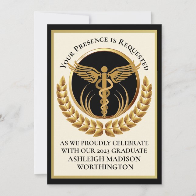 Invitación a graduación de la Escuela de Medicina (Anverso)
