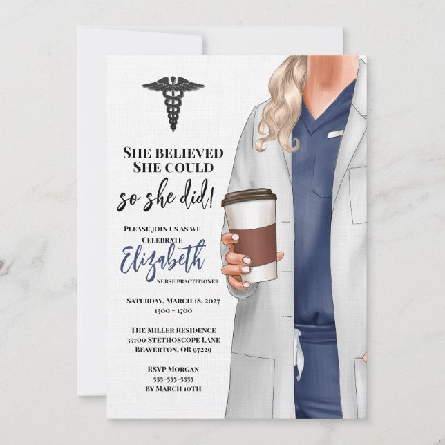 Invitación a graduación de la Escuela de Medicina  (Anverso)