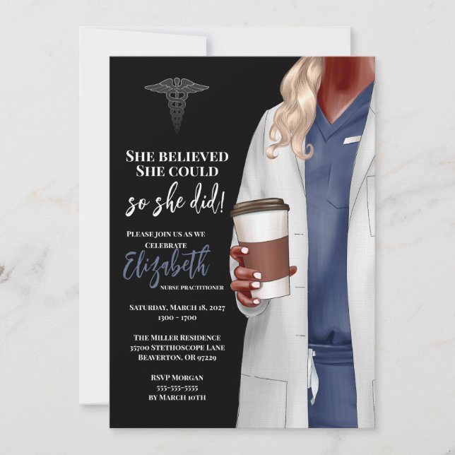 Invitación a graduación de la Escuela de Medicina  (Anverso)