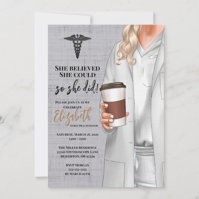 Invitación a graduación de la Escuela de Medicina  (Anverso)