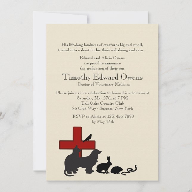 Invitación a graduación de la Escuela Veterinaria  (Anverso)