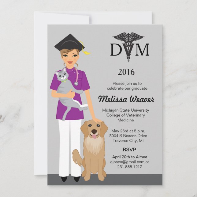 Invitación a graduación de la Escuela Veterinaria  (Anverso)