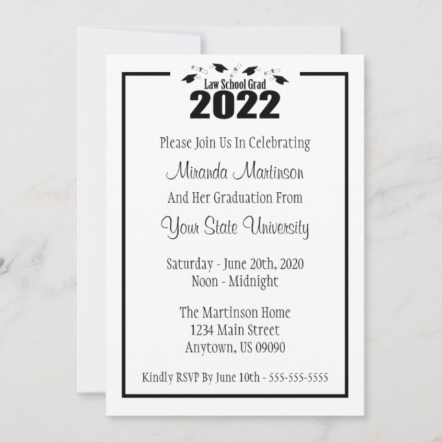 Invitación a graduación de la Facultad de Derecho  (Anverso)
