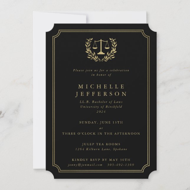 Invitación a graduación de la Facultad de Derecho  (Anverso)