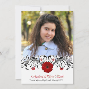 Invitación a graduación de la margarita roja flora