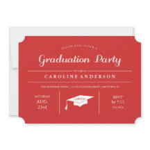 Invitación a graduación de la Moda moderna roja