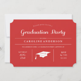 Invitación a graduación de la Moda moderna roja