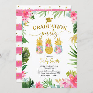 Invitación a graduación de la Piña Tropical Luau