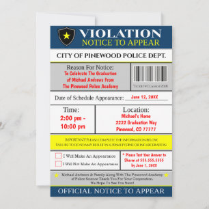 Invitación a graduación de la policía de tickets d