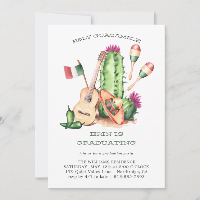Invitación a graduación de la Santa Guacamole Fies (Anverso)