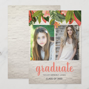 Invitación a graduación de Ladrillo Floral Tropica