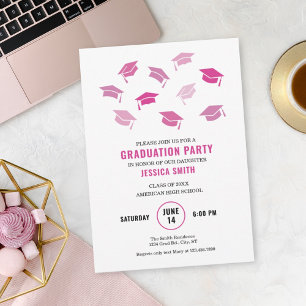 Invitación a graduación de las tapas rosadas moder