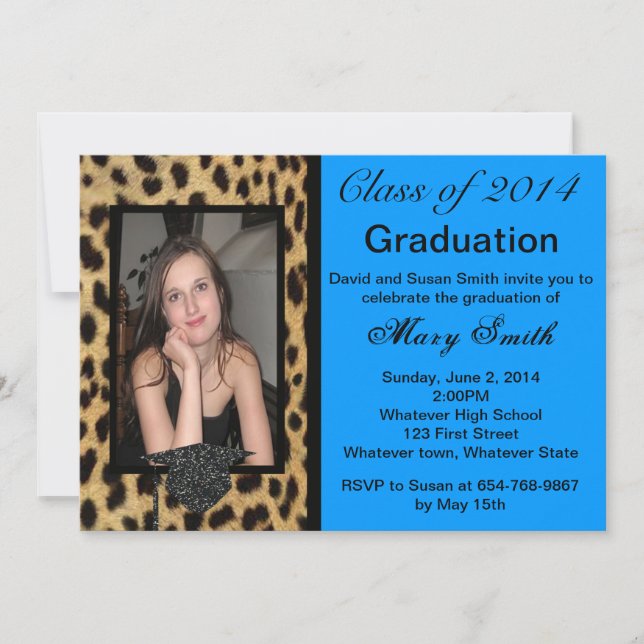 Invitación a graduación de Leopardo de fotos (Anverso)