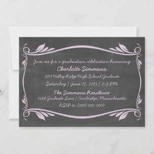 Invitación a graduación de Lilac Flourish Chalkboa