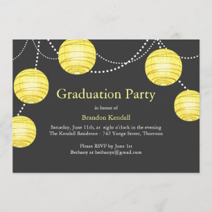 Invitación a graduación de linterna de Fiesta gris