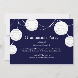 Invitación a graduación de linterna Fiesta azul