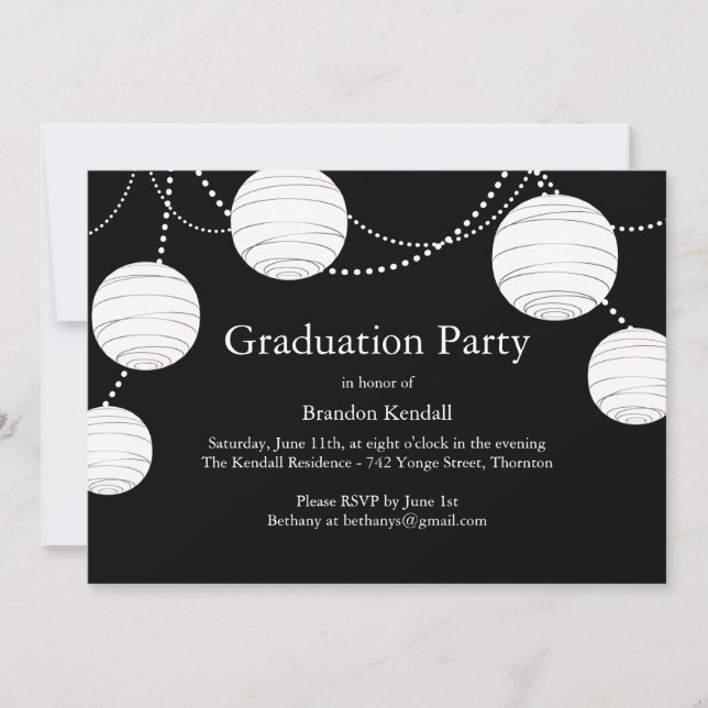Invitación a graduación de linternas de Fiesta neg (Anverso)