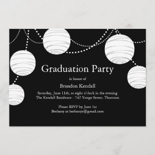 Invitación a graduación de linternas de Fiesta neg