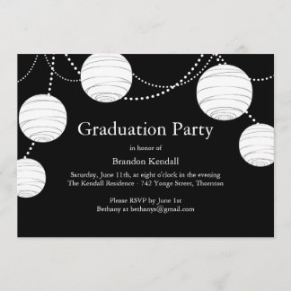 Invitación a graduación de linternas de Fiesta neg