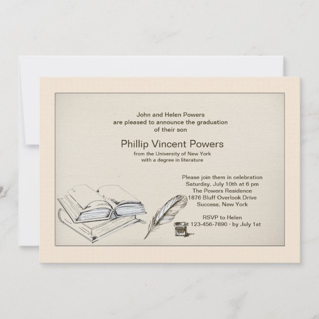 Invitación a graduación de literatura (Anverso)