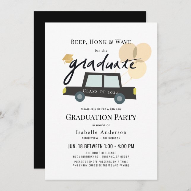 Invitación a graduación de los globos automovilíst (Anverso / Reverso)