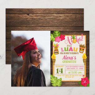 Invitación a graduación de Luau con foto - Chica