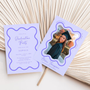 Invitación a graduación de marco de foto ondulada