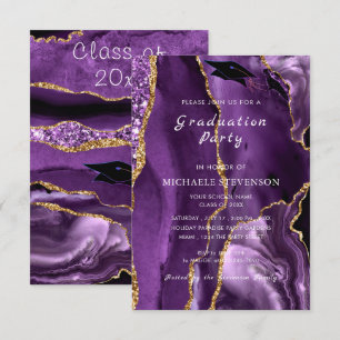 Invitación a graduación de Mármol de oro morado Ag