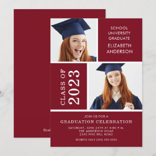 Invitación a graduación de Maroon con fotografía m