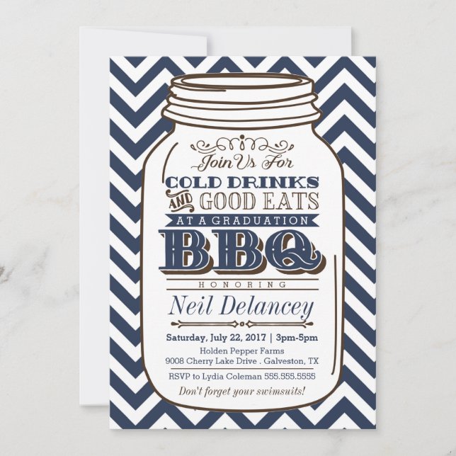 Invitación a graduación de Mason Jar BBQ, Armada d (Anverso)