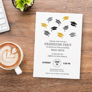 Invitación a graduación de mayúsculas modernas
