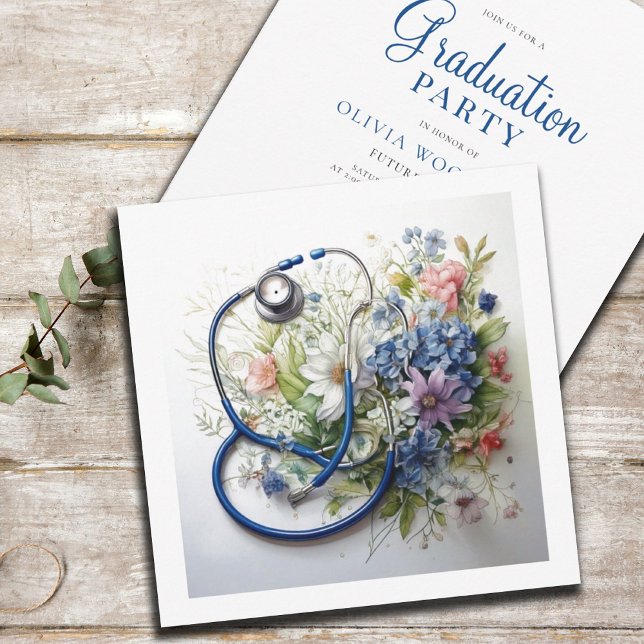 Invitación a graduación de Médico de estetioscopio (Subido por el creador)