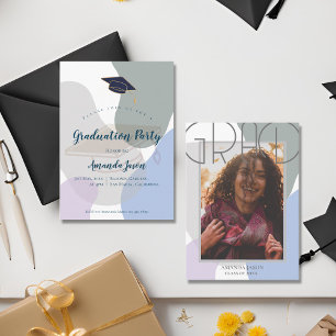 Invitación a graduación de Mini Photo Pastel Cute