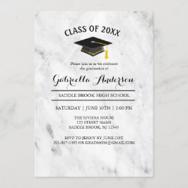 Invitación a graduación de moda en mármol blanco