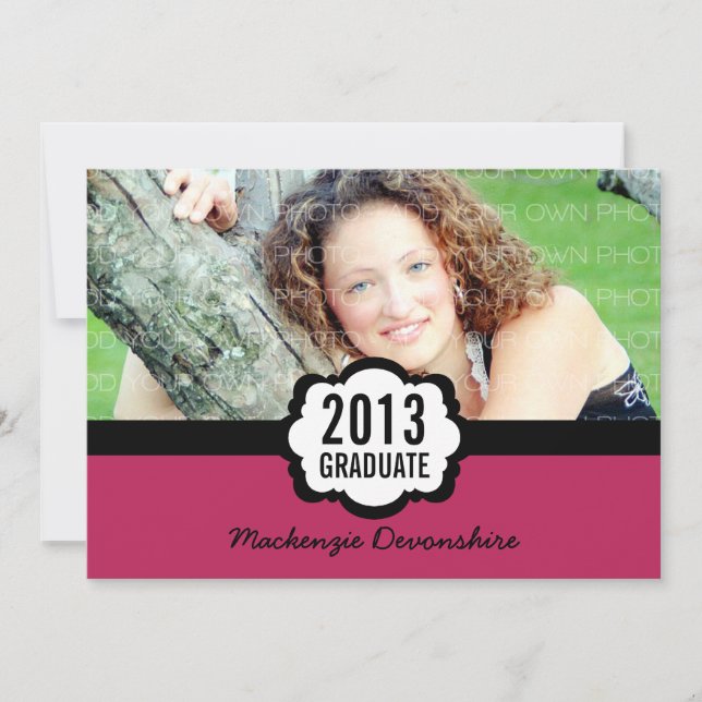 Invitación a graduación de Moda simple, Fuchsia (Anverso)