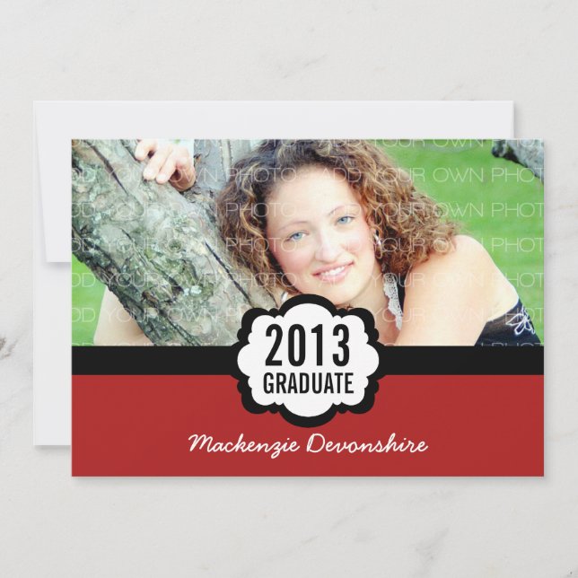 Invitación a graduación de Moda simple, rojo (Anverso)