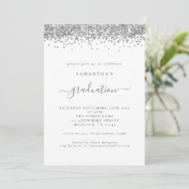 Invitación a graduación de Modern Silver Purpurina