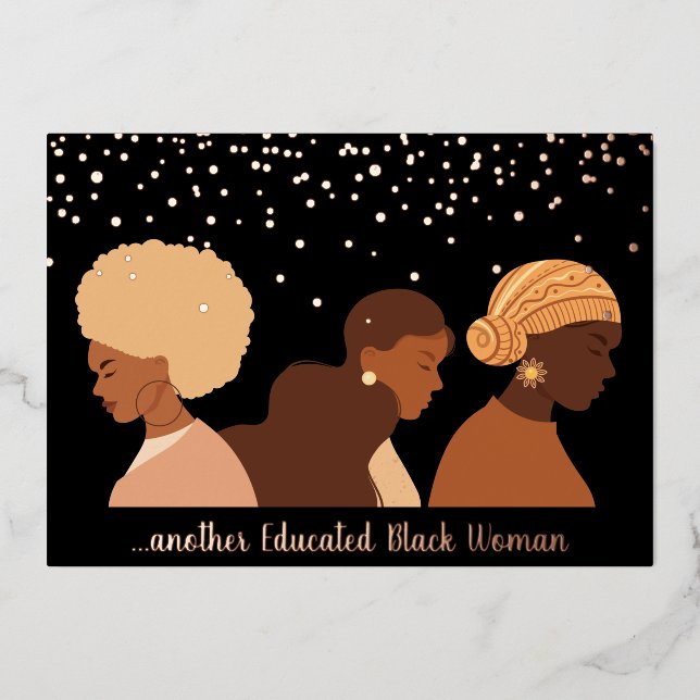 Invitación a graduación de mujer negra educada 202 (Anverso)