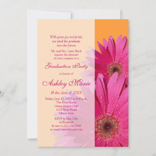 Invitación a graduación de naranja Gerbera Daisy