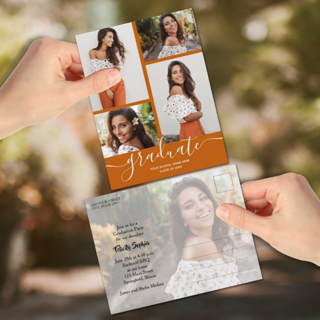 Invitación a graduación de Naranja quemado de múlt (Subido por el creador)